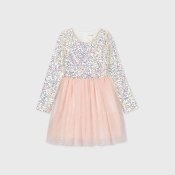 Cat & Jack Glittery Sequin Dresses - Peach and Multicolor - Picture 9 of 10